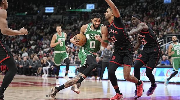 Celtics coach Joe Mazzulla discusses team injuries and starting lineup for Raptors game.